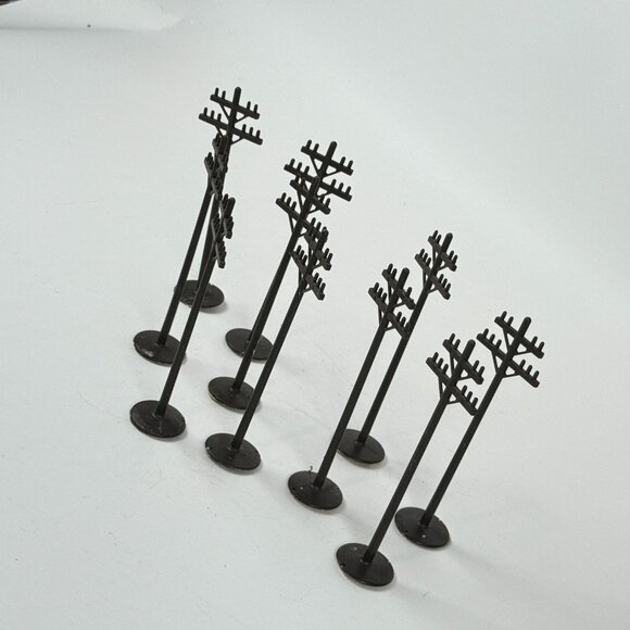 Black Model Train Telephone Poles Lot Of 10 Plastic Accessories 7.5" - Picture 4 of 7
